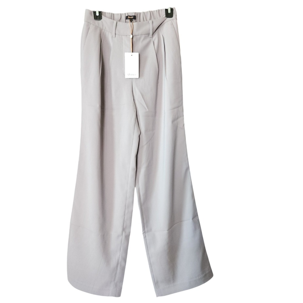 Quince Women's 6 Stretch Crepe Pleated Wide Leg Pants 28x30" Costal Gray NWT